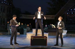 Bryce Pinkham, Colin Donnell and Lucas Near-Verbrugghe in the Public Theater's free Shakespeare in the Park production of Love's Labour's Lost at the Delacorte Theater . Photo Credit: Joan Marcus
