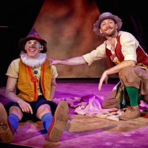 Christian James as Pinocchio and Martin Neely as Geppetto in The Adventures of Pinocchio. Photo credit Claire Bilyard