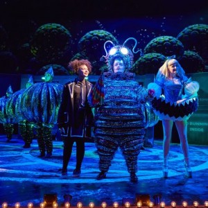 Jpeg 1. Lois Chimimba (Aly), Hal Fowler (Caterpillar) and Carly Bawden (Alice) 