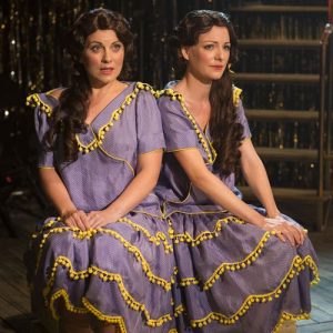 Louise Dearman (Daisy Hilton) and Laura Pitt-Pulford (Violet Hilton) in SIDE SHOW. Photo Credit Pamela Raith (2)